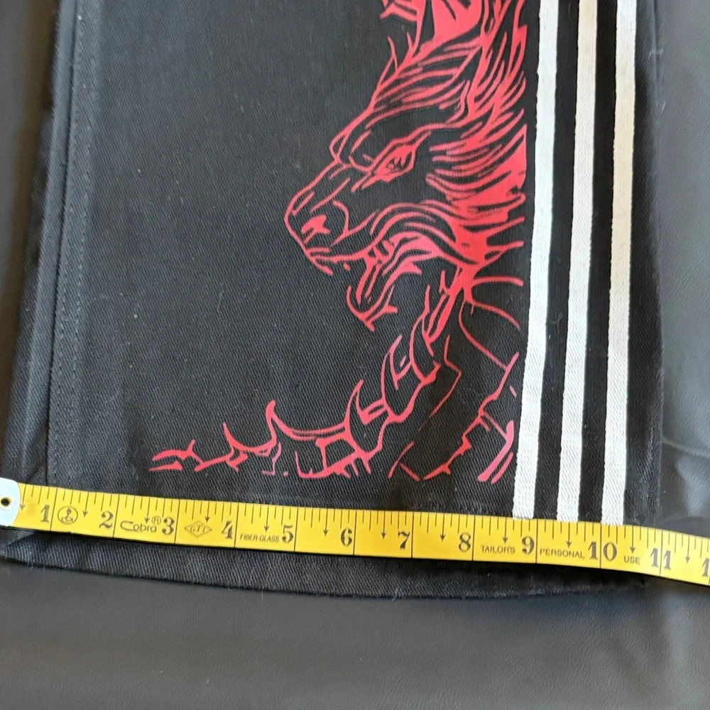 Upsurge Planet Dragon Graphic Wide Leg Track Pants Black